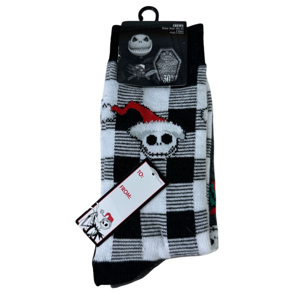 Disney Nightmare Before Christmas Crew Socks Size 6.5-12 Two Pairs NEW